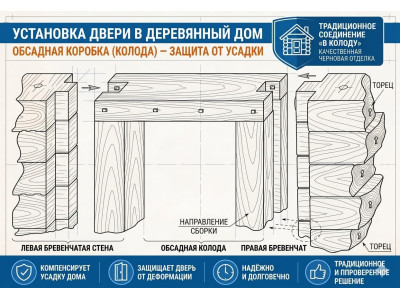 Обязательная установка "колоды" при установке в деревянный дом!!!