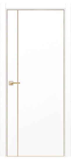 Межкомнатная дверь Неаполь_204 молдинг алюм.золото.30  Белый снежный