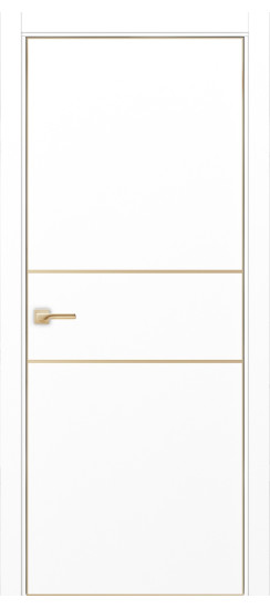 Межкомнатная дверь Неаполь_203 молдинг алюм.золото.30  Белый снежный