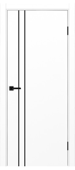 Межкомнатная дверь Неаполь_205 молдинг алюм.чёрн.30  Белый снежный