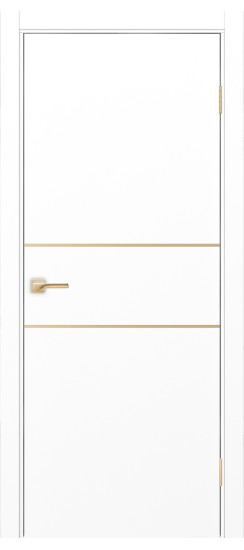 Межкомнатная дверь Неаполь_203 молдинг алюм.золото.30  Белый снежный
