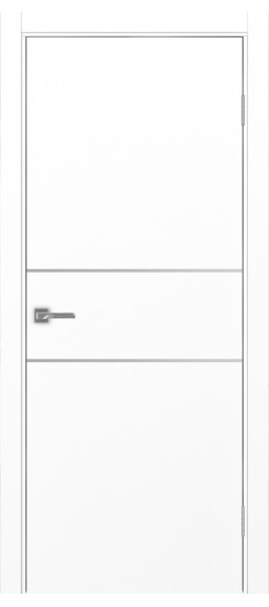 Межкомнатная дверь Неаполь_203 молдинг алюм.хром.30  Белый снежный