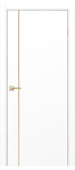 Межкомнатная дверь Неаполь_204 молдинг алюм.золото.30  Белый снежный