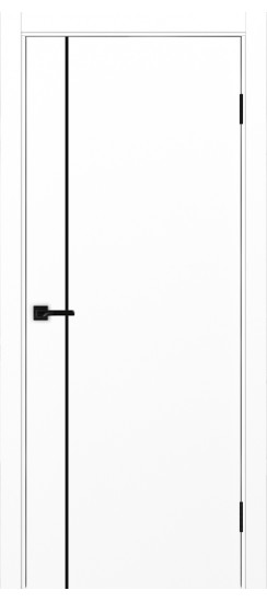 Межкомнатная дверь Неаполь_204 молдинг алюм.чёрн.30  Белый снежный