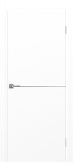 Межкомнатная дверь Неаполь_202 молдинг алюм.хром.30  Белый снежный