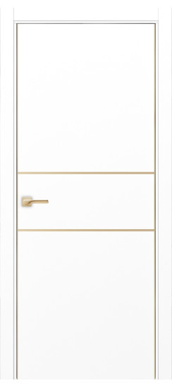 Межкомнатная дверь Неаполь_203 молдинг алюм.золото.30  Белый снежный