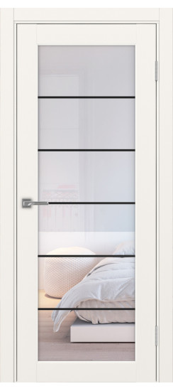 Межкомнатная дверь Парма_401АСС.2 молдинг алюм.чёрн.30  Бежевый