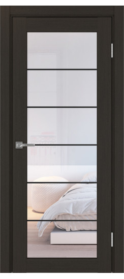 Межкомнатная дверь Парма_401АСС.2 молдинг алюм.чёрн.30  Венге FL