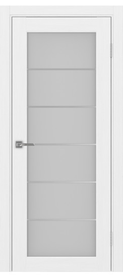 Межкомнатная дверь Парма_401АСС.2 молдинг алюм.хром.30  Белый лёд