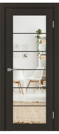 Межкомнатная дверь Парма_401АСС.2 молдинг алюм.чёрн.30  Венге FL