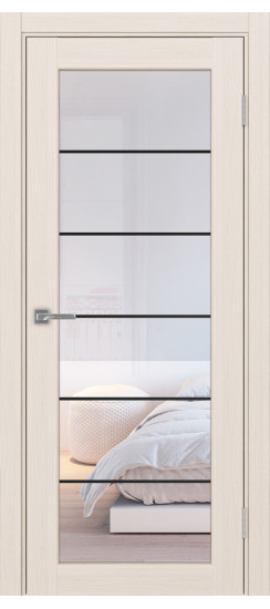 Межкомнатная дверь Парма_401АСС.2 молдинг алюм.чёрн.30  Ясень перламутровый