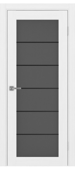 Межкомнатная дверь Парма_401АСС.2 молдинг алюм.чёрн.30  Белый лёд