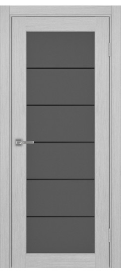 Межкомнатная дверь Парма_401АСС.2 молдинг алюм.чёрн.30  Дуб серый FL