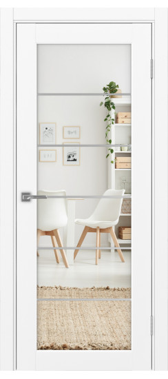 Межкомнатная дверь Парма_401АСС.2 молдинг алюм.хром.30  Белый снежный