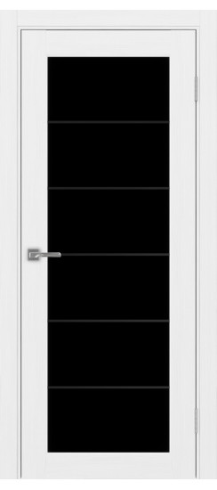 Межкомнатная дверь Парма_401АСС.2 молдинг алюм.чёрн.30  Белый лёд