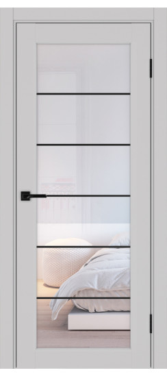 Межкомнатная дверь Парма_401АСС.2 молдинг алюм.чёрн.30  Пепельный