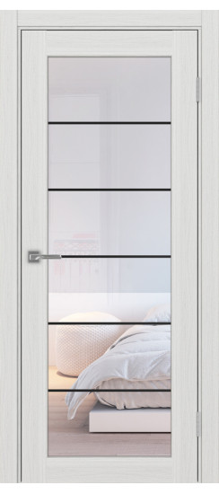 Межкомнатная дверь Парма_401АСС.2 молдинг алюм.чёрн.30  Ясень серебристый