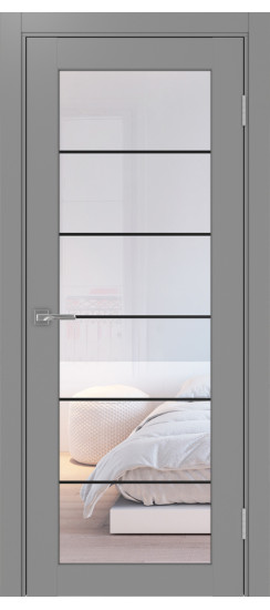 Межкомнатная дверь Парма_401АСС.2 молдинг алюм.чёрн.30  Серый