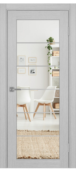 Межкомнатная дверь Парма_401АСС.2 молдинг алюм.хром.30  Дуб серый FL