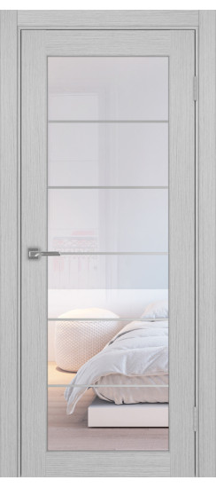 Межкомнатная дверь Парма_401АСС.2 молдинг алюм.хром.30  Дуб серый FL