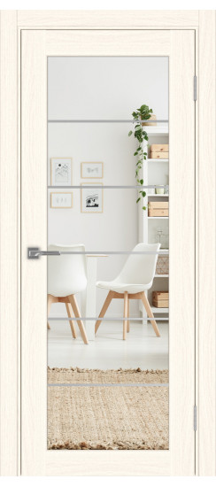 Межкомнатная дверь Парма_401АСС.2 молдинг алюм.хром.30  Ясень светлый