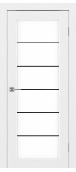 Межкомнатная дверь Парма_401АСС.2 молдинг алюм.чёрн.30  Белый лёд