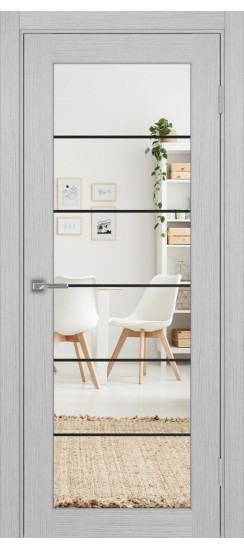 Межкомнатная дверь Парма_401АСС.2 молдинг алюм.чёрн.30  Дуб серый FL