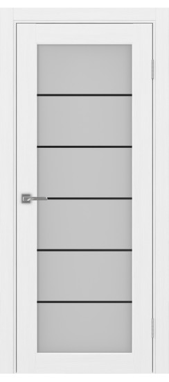 Межкомнатная дверь Парма_401АСС.2 молдинг алюм.чёрн.30  Белый лёд