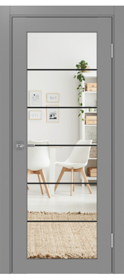 Межкомнатная дверь Парма_401АСС.2 молдинг алюм.чёрн.30  Серый