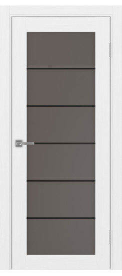 Межкомнатная дверь Парма_401АСС.2 молдинг алюм.чёрн.30  Белый лёд