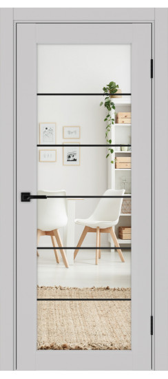 Межкомнатная дверь Парма_401АСС.2 молдинг алюм.чёрн.30  Пепельный