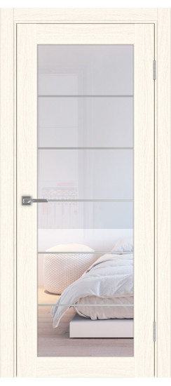 Межкомнатная дверь Парма_401АСС.2 молдинг алюм.хром.30  Ясень светлый