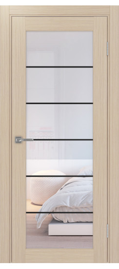 Межкомнатная дверь Парма_401АСС.2 молдинг алюм.чёрн.30  Дуб беленый FL