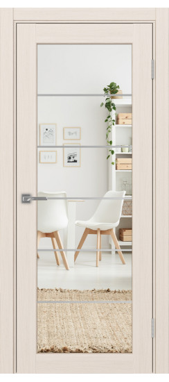 Межкомнатная дверь Парма_401АСС.2 молдинг алюм.хром.30  Ясень перламутровый