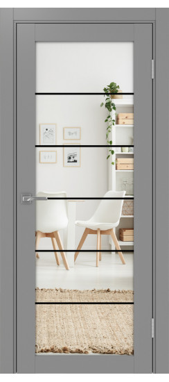 Межкомнатная дверь Турин_501АСС.2 молдинг алюм.чёрн.30  Серый