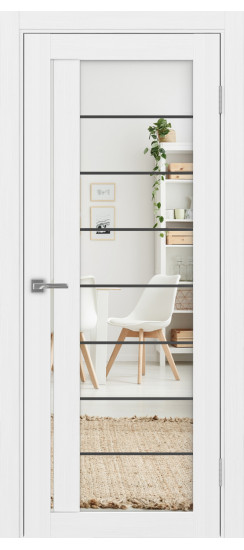 Межкомнатная дверь Турин_524АСС.22 молдинг алюм.чёрн.60  Белый лёд