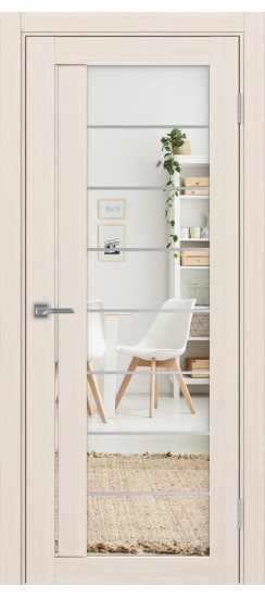 Межкомнатная дверь Турин_524АСС.22 молдинг алюм.хром.60  Ясень перламутровый