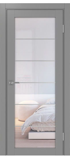 Межкомнатная дверь Турин_501АСС.2 молдинг алюм.хром.30  Серый