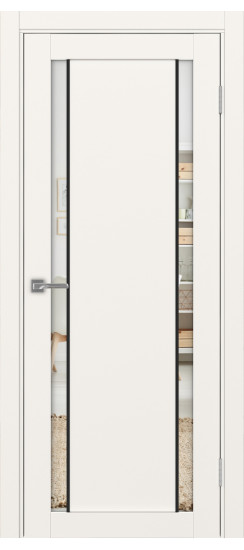 Межкомнатная дверь Турин_522AПП.212 молдинг алюм.чёрн.60  Бежевый