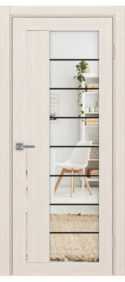 Межкомнатная дверь Турин_524АСС.22 молдинг алюм.чёрн.60  Ясень перламутровый