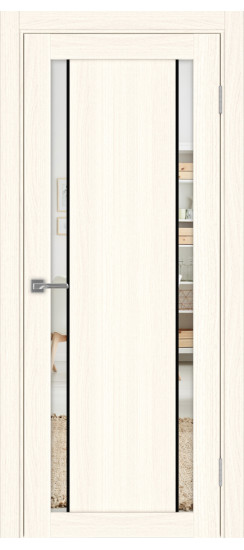 Межкомнатная дверь Турин_522AПП.212 молдинг алюм.чёрн.60  Ясень светлый