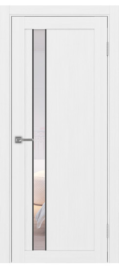 Межкомнатная дверь Турин_528AПС.121 молдинг алюм.чёрн.60  Белый лёд