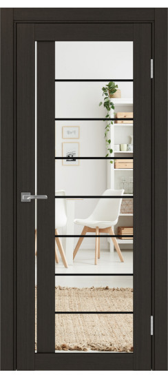 Межкомнатная дверь Турин_524АСС.22 молдинг алюм.чёрн.60  Венге FL