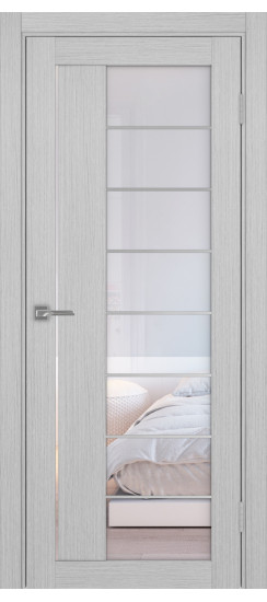 Межкомнатная дверь Турин_524АСС.22 молдинг алюм.хром.60  Дуб серый FL