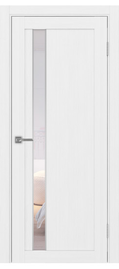 Межкомнатная дверь Турин_528AПС.121 молдинг алюм.хром.60  Белый лёд