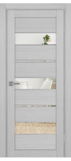 Межкомнатная дверь Турин_526АППmax.122 молдинг алюм.хром.40  Дуб серый FL