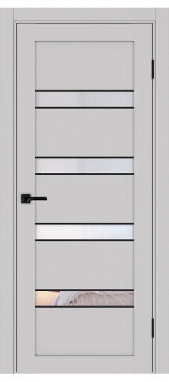 Межкомнатная дверь Турин_505AПC.12 молдинг алюм.чёрн.30  Пепельный