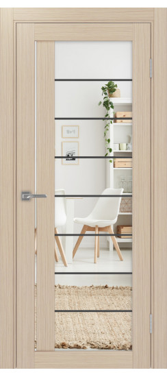 Межкомнатная дверь Турин_524АСС.22 молдинг алюм.чёрн.60  Дуб беленый FL