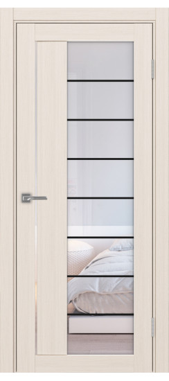 Межкомнатная дверь Турин_524АСС.22 молдинг алюм.чёрн.60  Ясень перламутровый