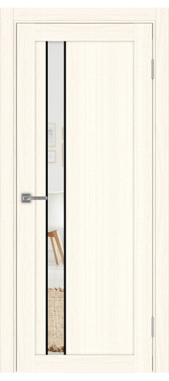 Межкомнатная дверь Турин_528AПП.121 молдинг алюм.чёрн.60  Ясень светлый